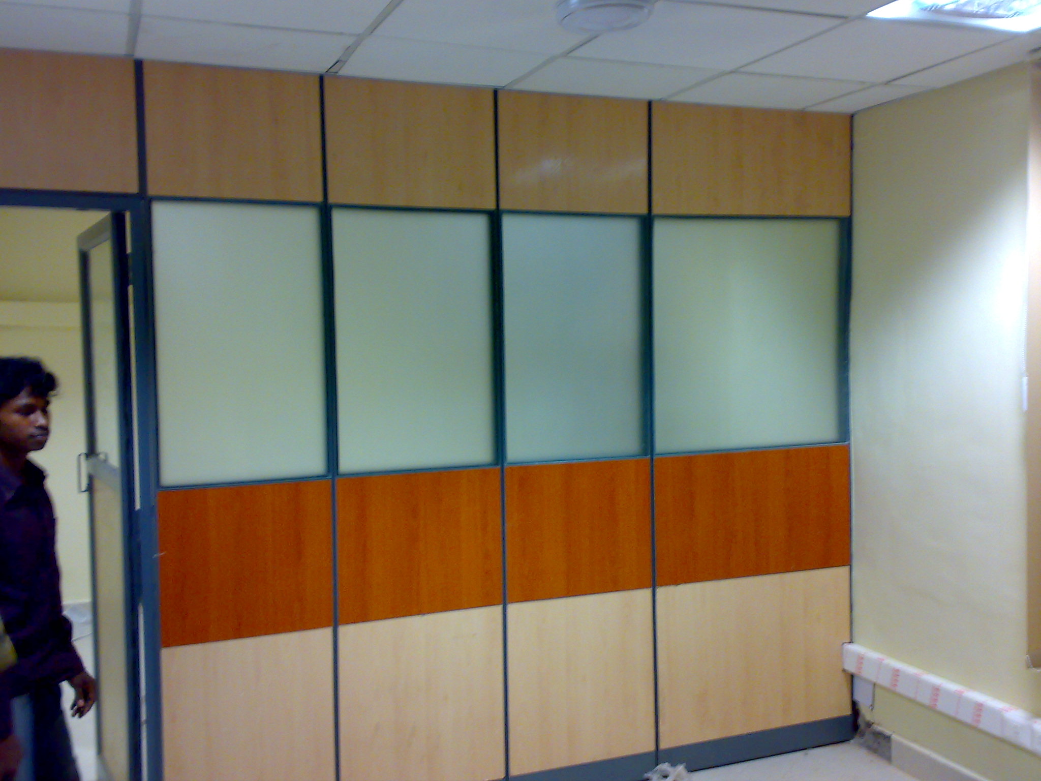 Wood & Frosted Glass Panel Partition
