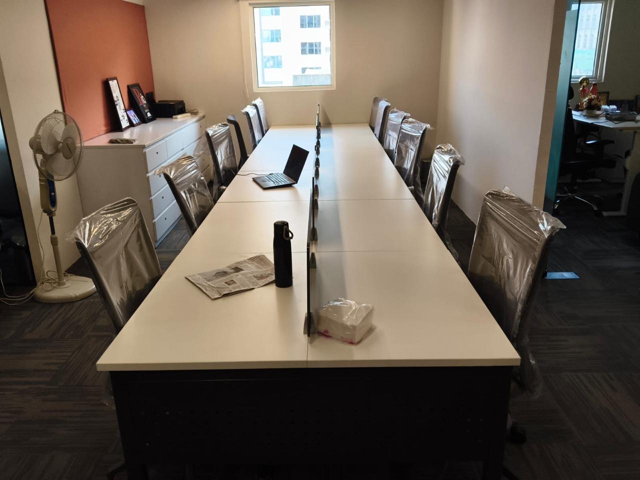 Boardroom table setup during office fitout